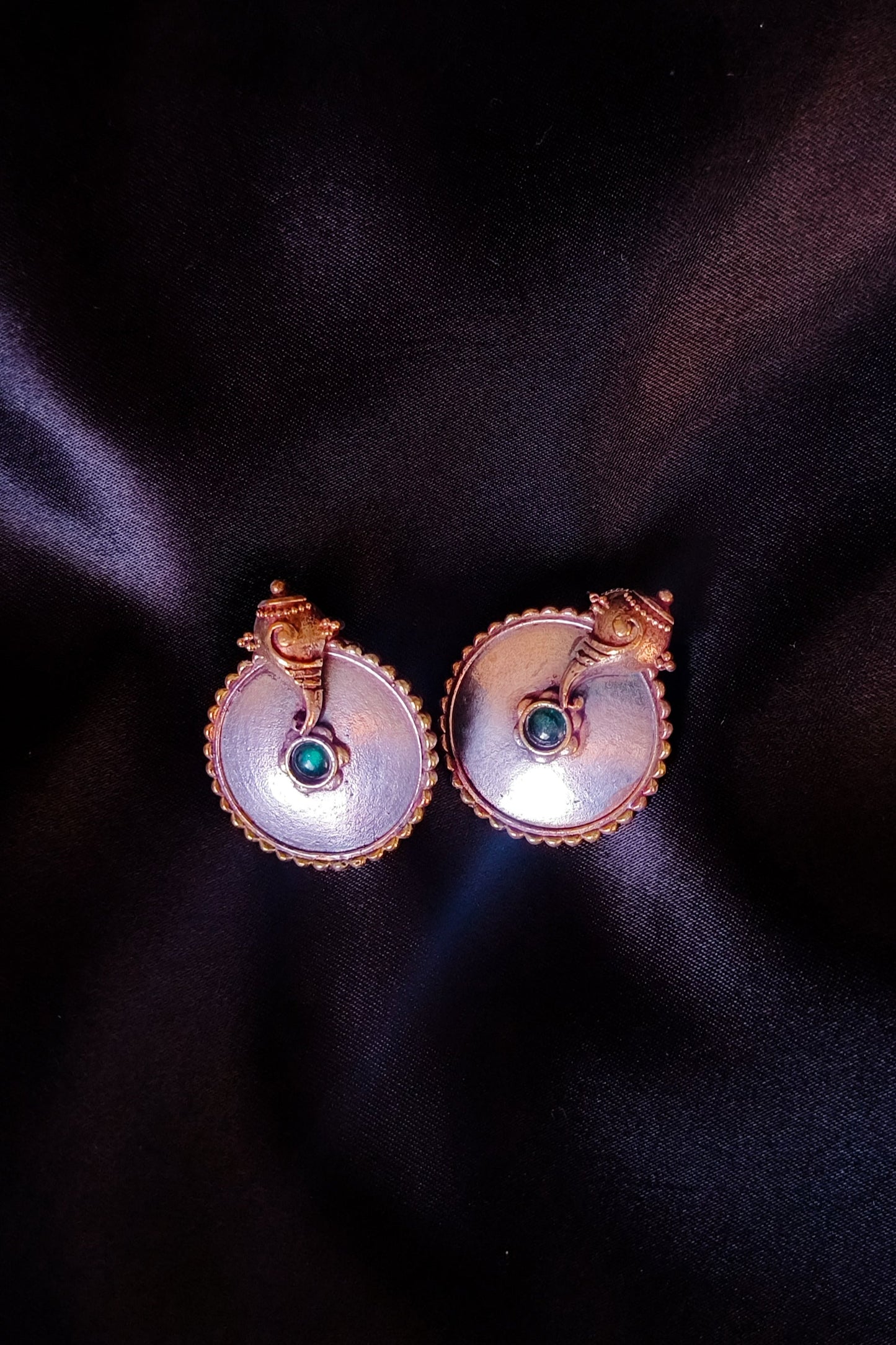 Antique Peacock Disc Earrings